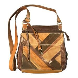 Vintage Fossil Patchwork Leather Crossbody Purse